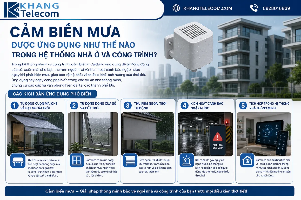 Cảm biến mưa được ứng dụng như thế nào trong hệ thống nhà ở và công trình?
