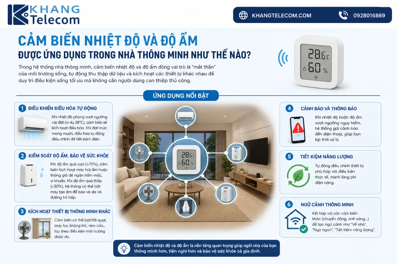 Cảm biến nhiệt độ và độ ẩm được ứng dụng trong nhà thông minh như thế nào?