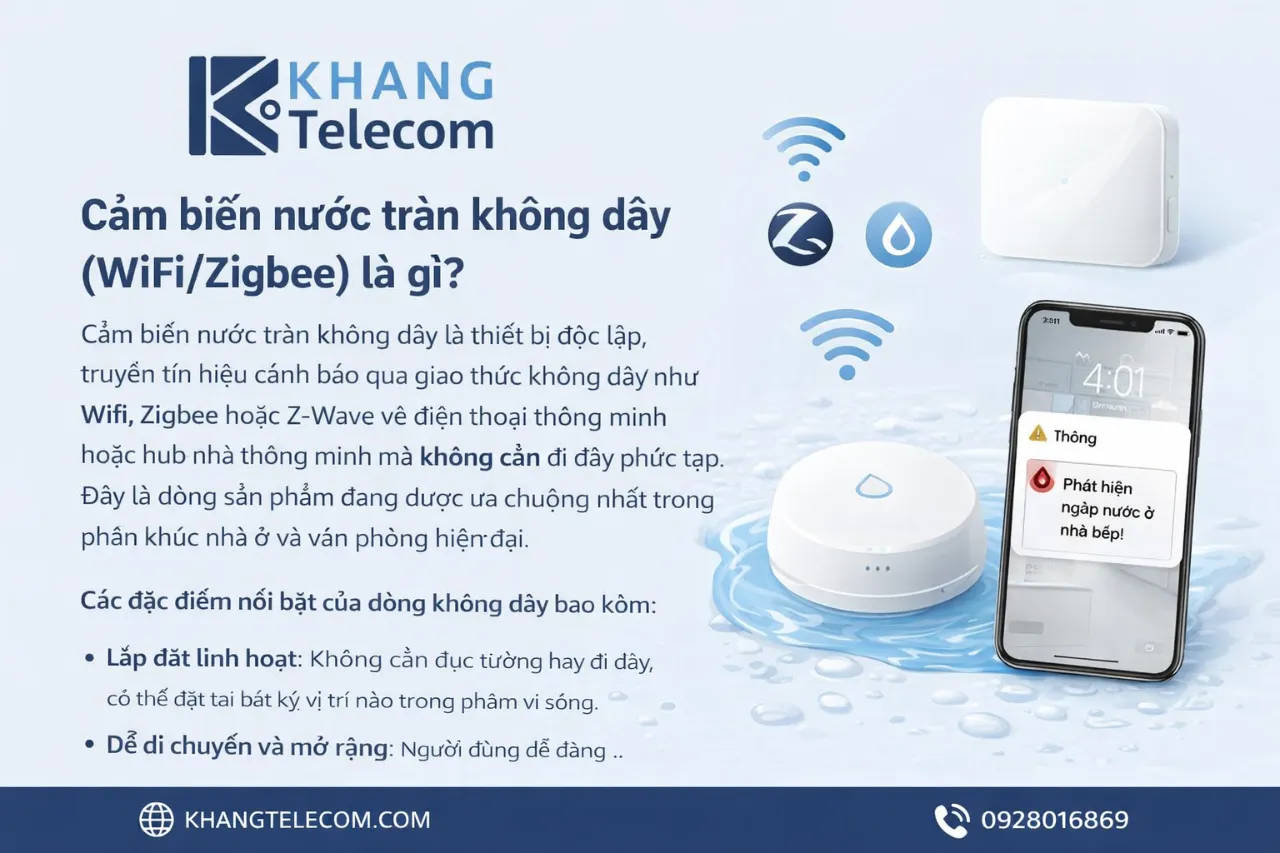 Cảm biến nước tràn không dây (Wifi/Zigbee) là gì?
