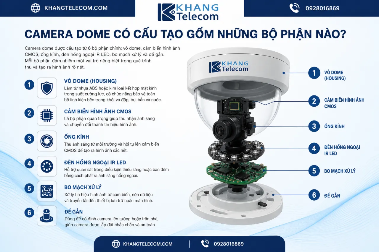 Camera Dome Có Cấu Tạo Gồm Những Bộ Phận Nào?
