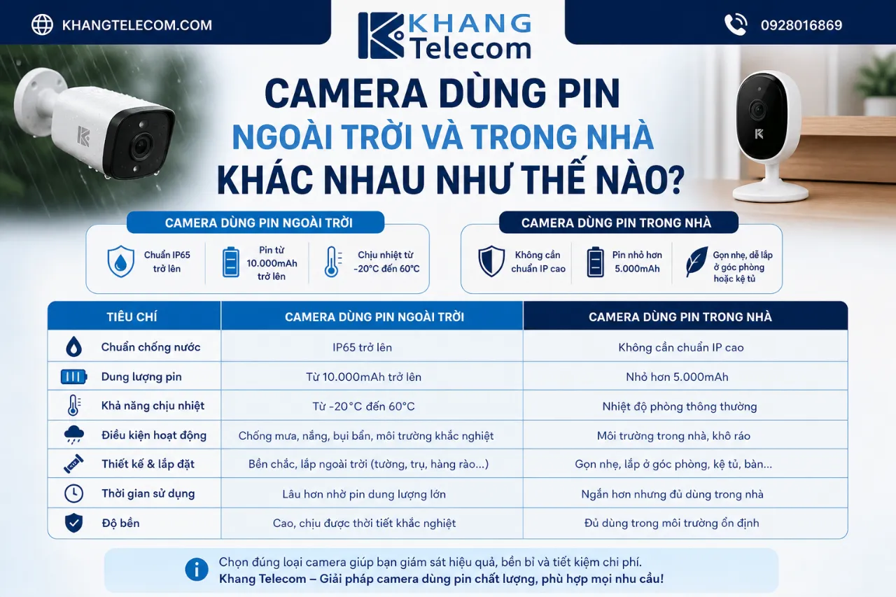 Camera Dùng Pin Ngoài Trời Và Trong Nhà Khác Nhau Như Thế Nào?