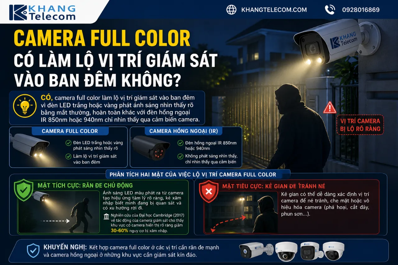 Camera Full Color Có Làm Lộ Vị Trí Giám Sát Vào Ban Đêm Không?