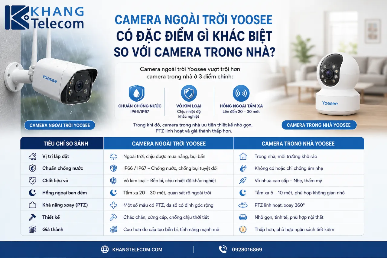 Camera Ngoài Trời Yoosee Có Đặc Điểm Gì Khác Biệt So Với Camera Trong Nhà?