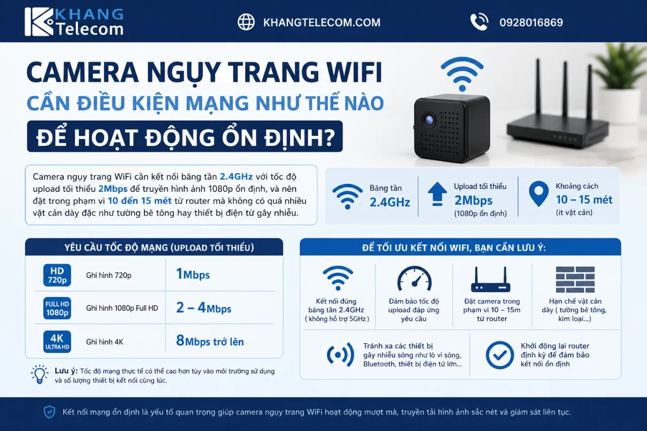 Camera Ngụy Trang WiFi Cần Điều Kiện Mạng Như Thế Nào Để Hoạt Động Ổn Định?