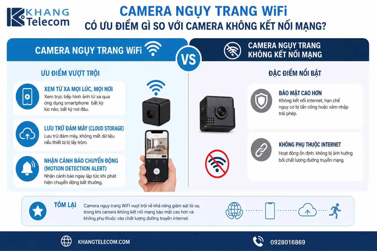 Camera Ngụy Trang WiFi Có Ưu Điểm Gì So Với Camera Không Kết Nối Mạng?