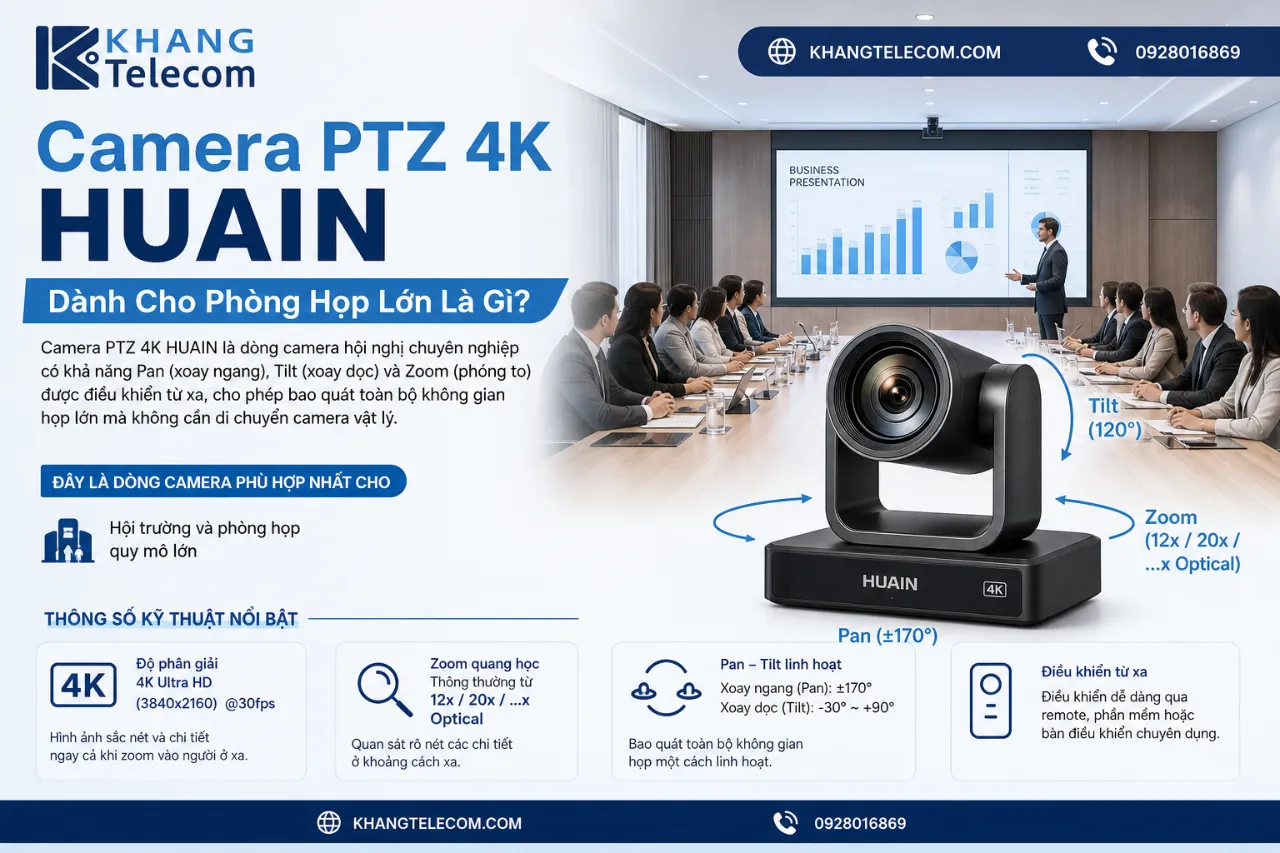 Camera PTZ 4K HUAIN Dành Cho Phòng Họp Lớn Là Gì?