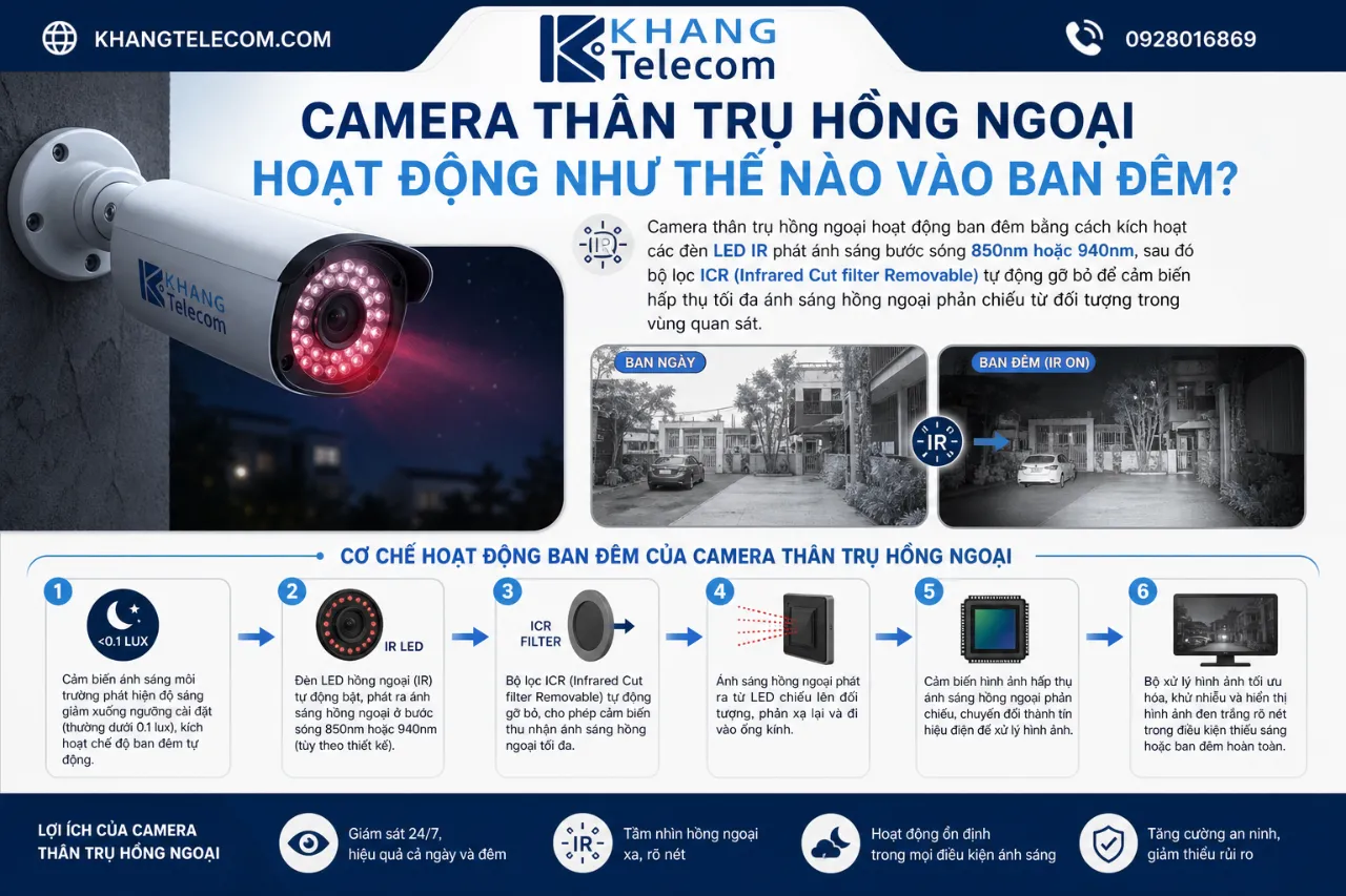 Camera Thân Trụ Hồng Ngoại Hoạt Động Như Thế Nào Vào Ban Đêm?