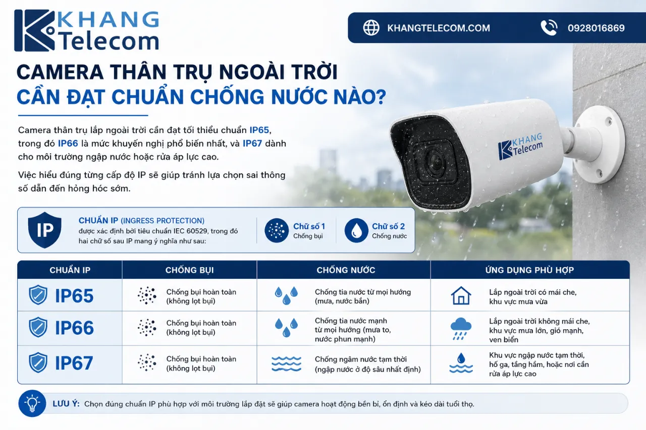 Camera Thân Trụ Ngoài Trời Cần Đạt Chuẩn Chống Nước Nào?