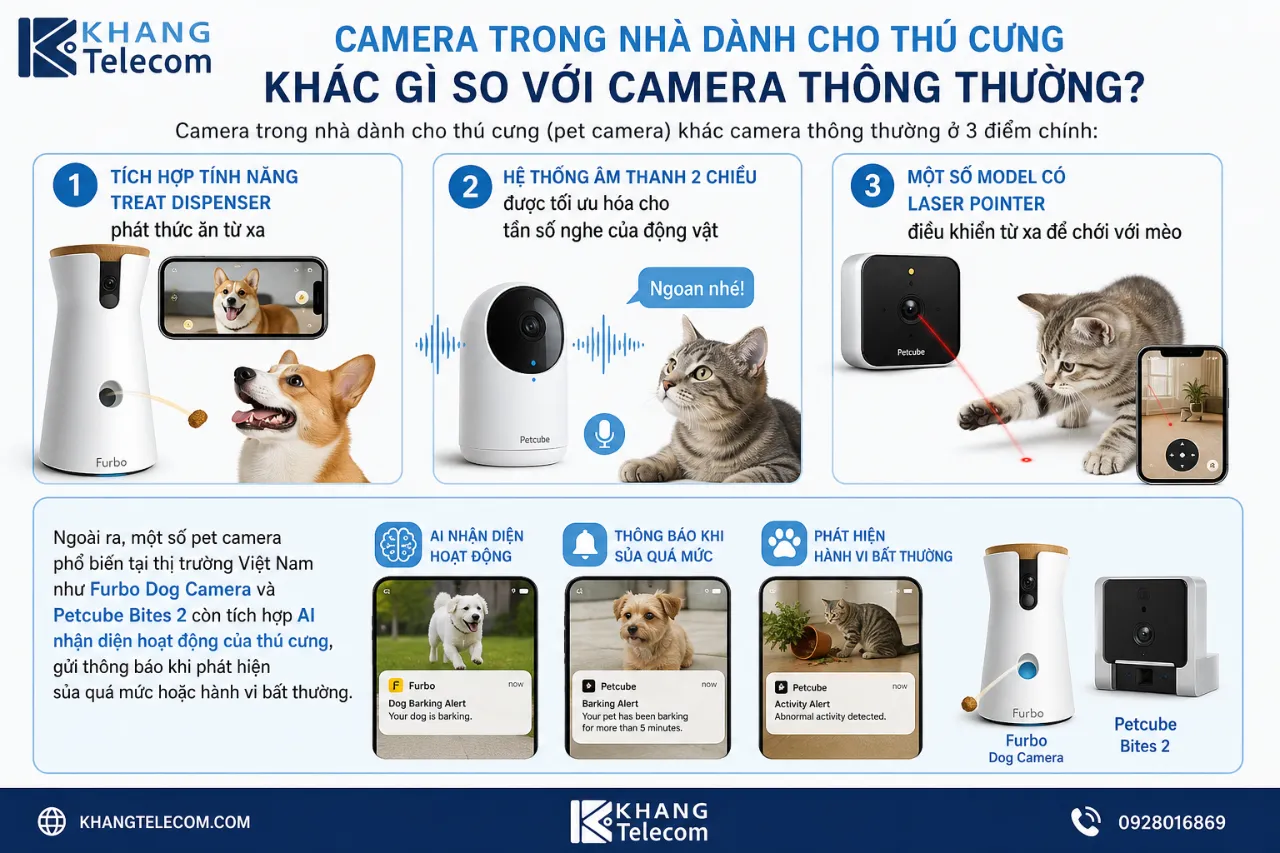 Camera Trong Nhà Dành Cho Thú Cưng Khác Gì So Với Camera Thông Thường?