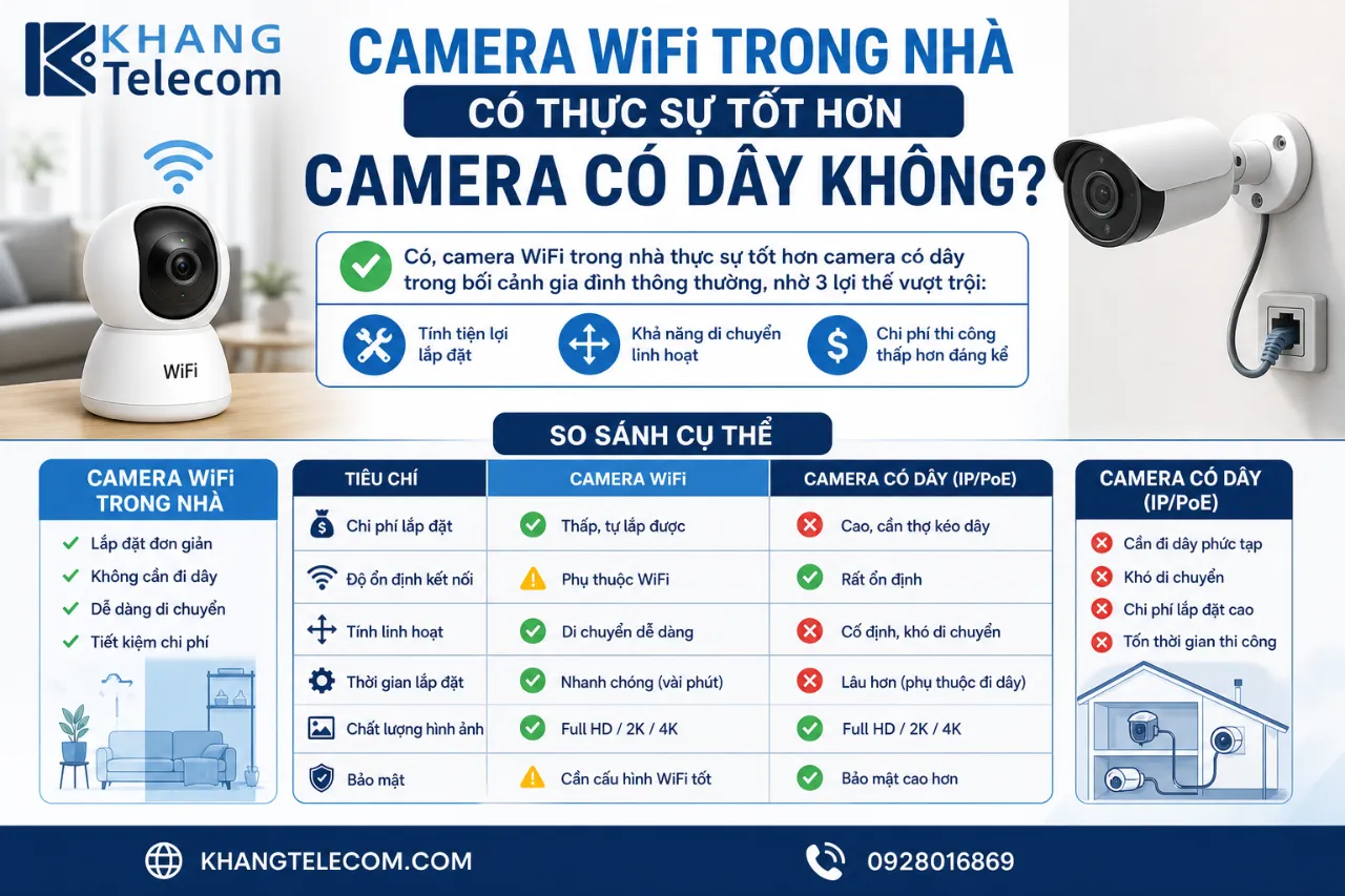 Camera WiFi Trong Nhà Có Thực Sự Tốt Hơn Camera Có Dây Không?