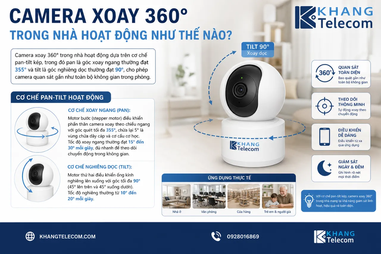 Camera Xoay 360° Trong Nhà Hoạt Động Như Thế Nào?