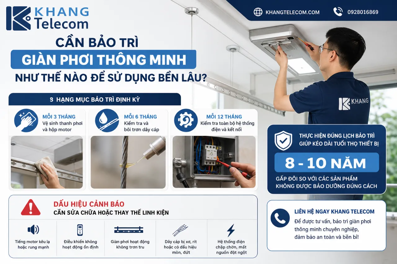 Cần bảo trì giàn phơi thông minh như thế nào để sử dụng bền lâu?