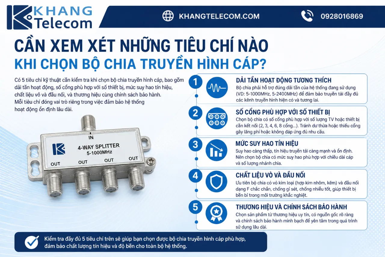 Cần xem xét những tiêu chí nào khi chọn bộ chia truyền hình cáp?