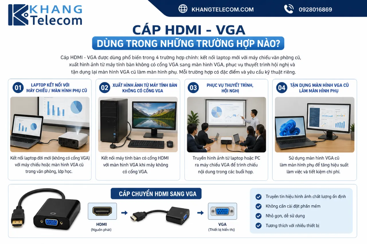 Cáp HDMI - VGA dùng trong những trường hợp nào?