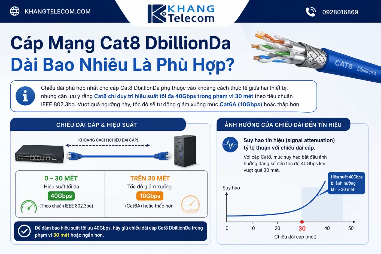 Cáp Mạng Cat8 DbillionDa Dài Bao Nhiêu Là Phù Hợp?