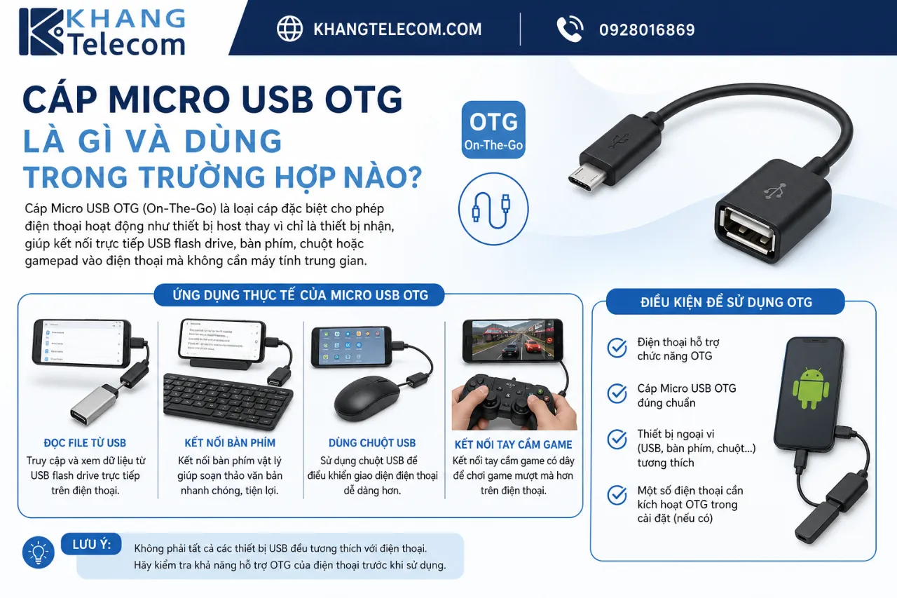 Cáp Micro USB OTG là gì và dùng trong trường hợp nào?