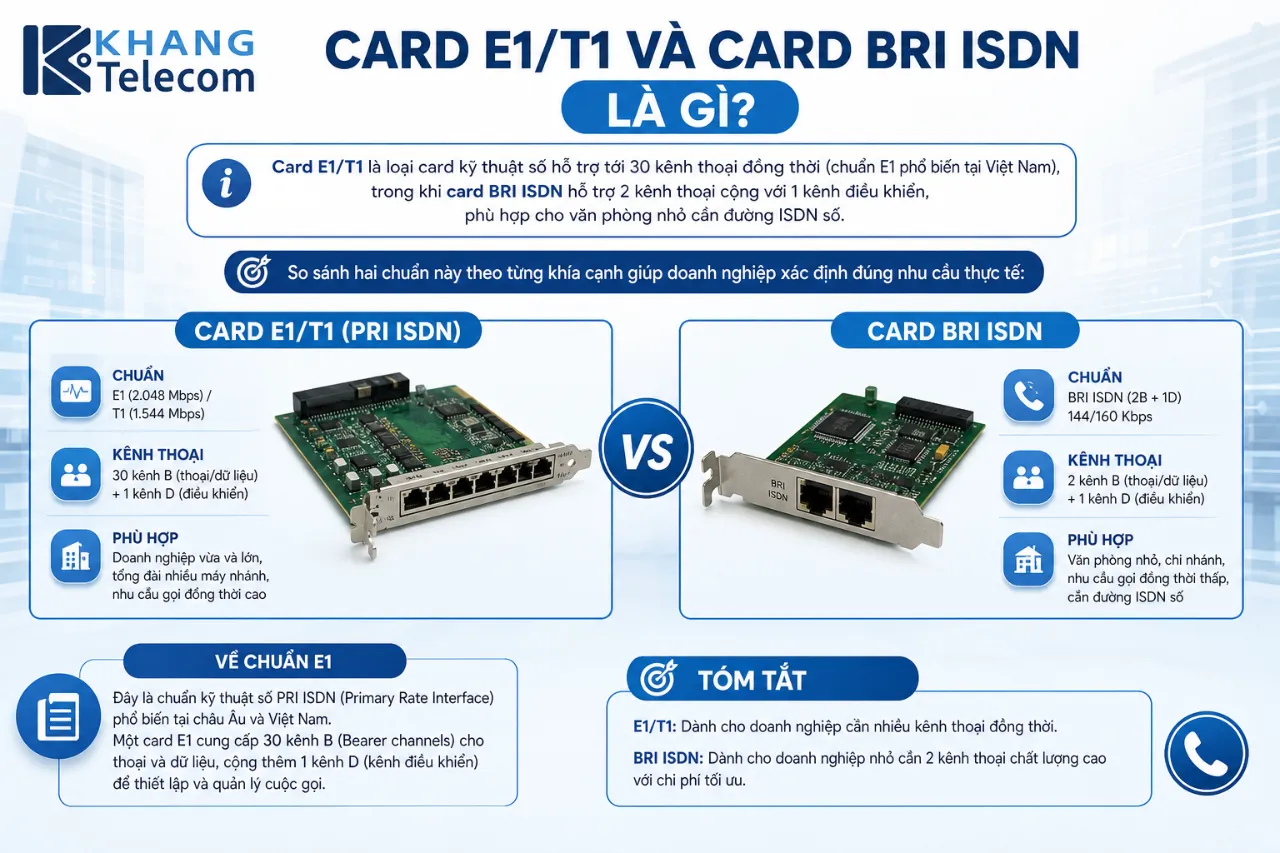 Card E1/T1 Và Card BRI ISDN Là Gì?