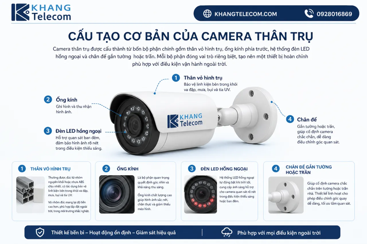 Cấu Tạo Cơ Bản Của Camera Thân Trụ