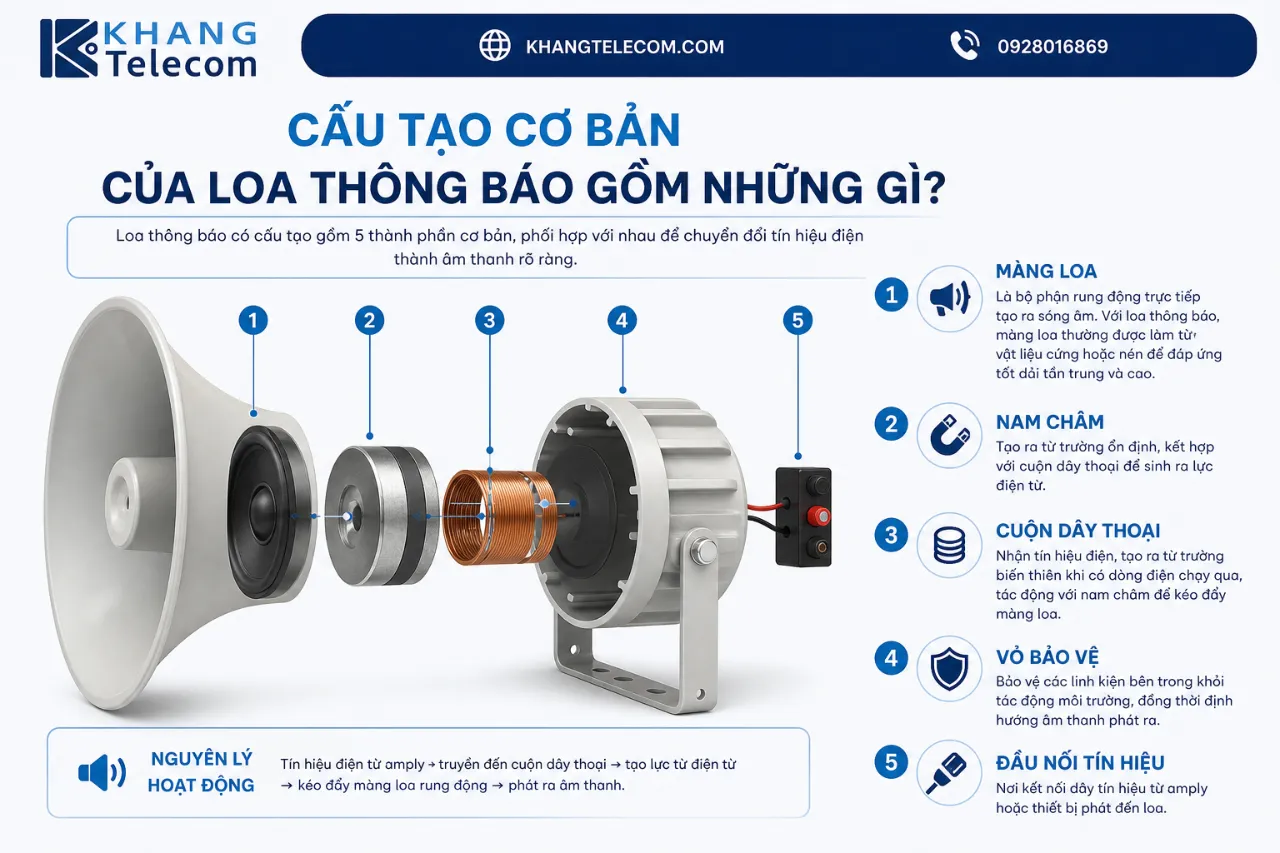 Cấu Tạo Cơ Bản Của Loa Thông Báo Gồm Những Gì?
