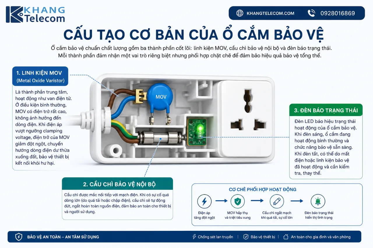 Cấu Tạo Cơ Bản Của Ổ Cắm Bảo Vệ