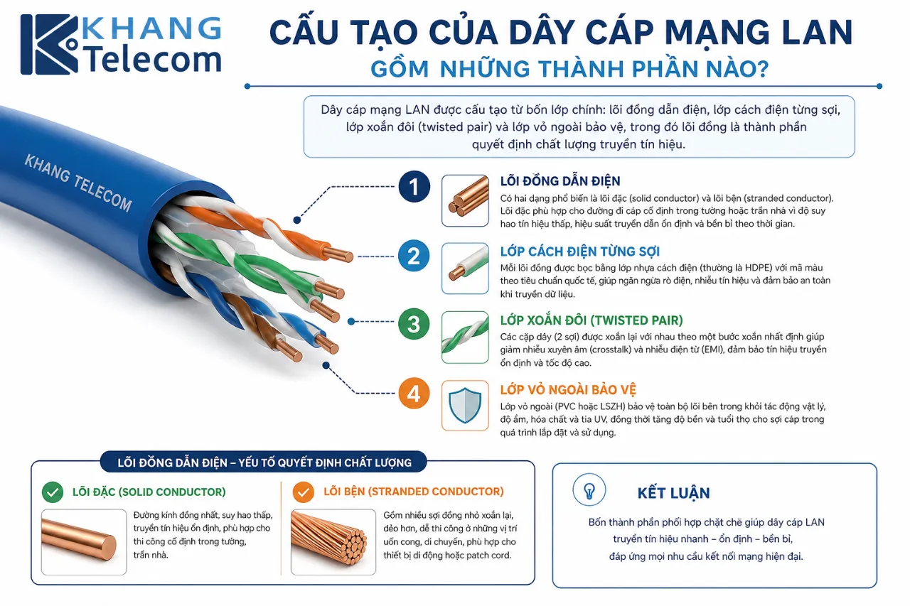 Cấu Tạo Của Dây Cáp Mạng LAN Gồm Những Thành Phần Nào?