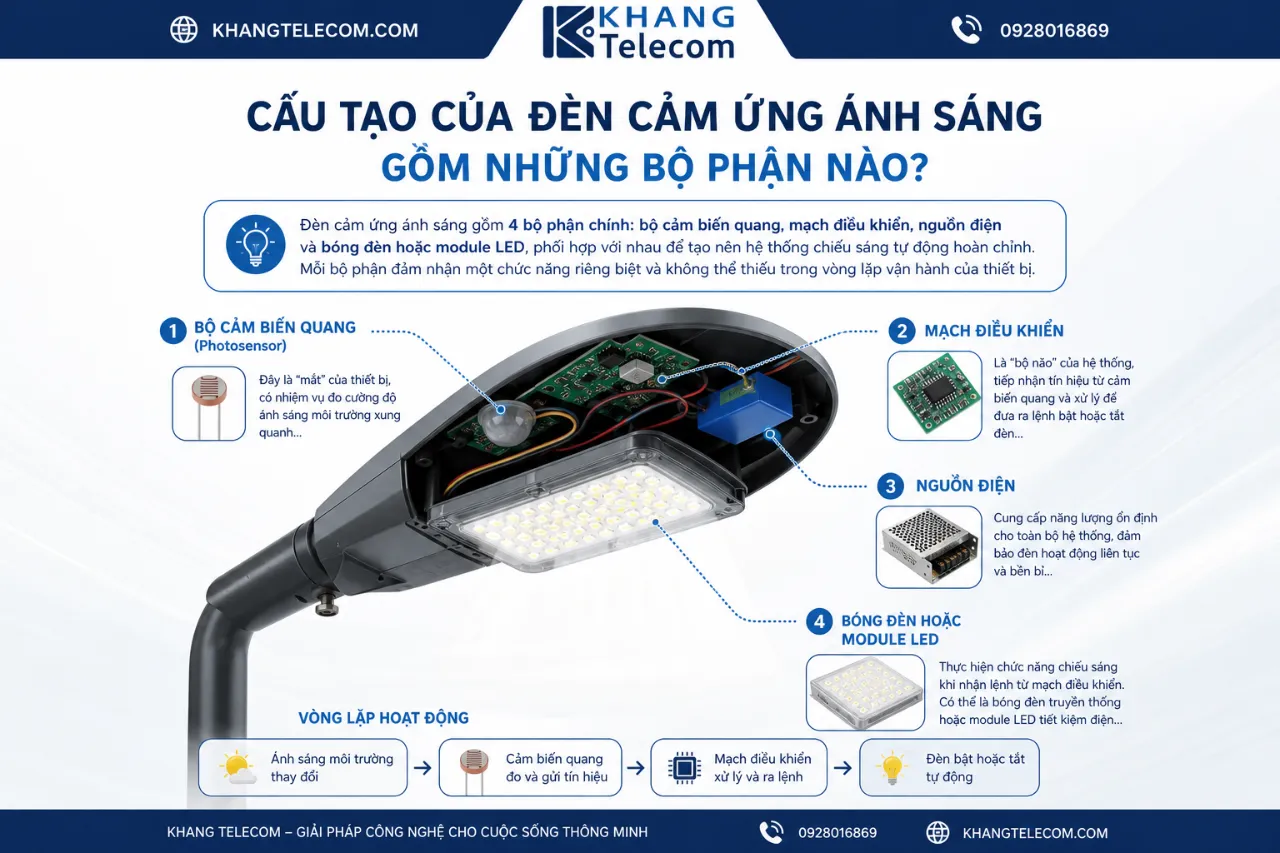 Cấu Tạo Của Đèn Cảm Ứng Ánh Sáng Gồm Những Bộ Phận Nào?