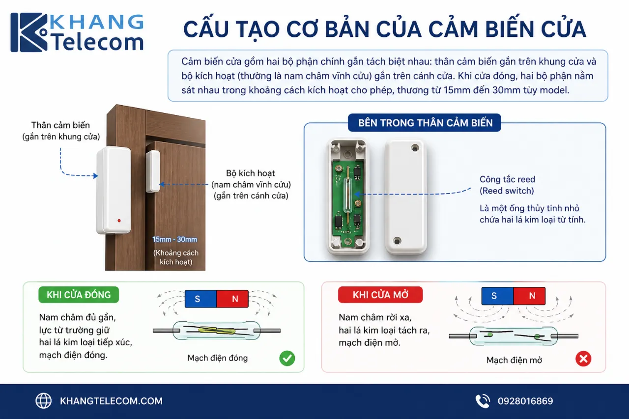 Cấu tạo cơ bản của cảm biến cửa