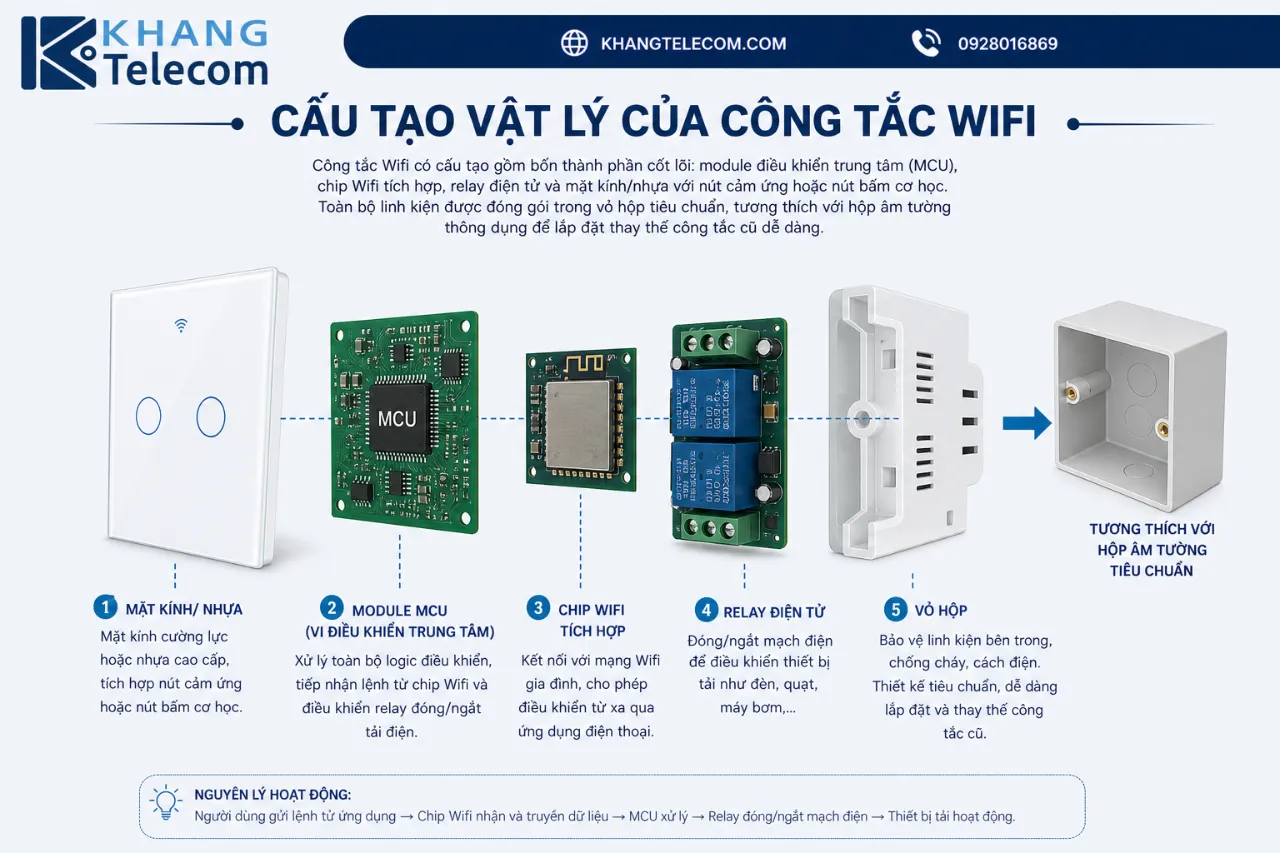 Cấu tạo vật lý của công tắc Wifi gồm những gì?