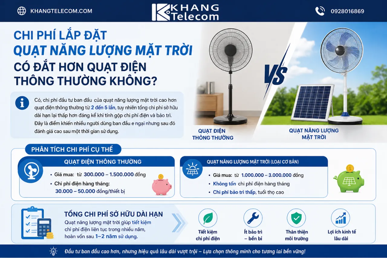 Chi Phí Lắp Đặt Quạt Năng Lượng Mặt Trời Có Đắt Hơn Quạt Điện Thông Thường Không?