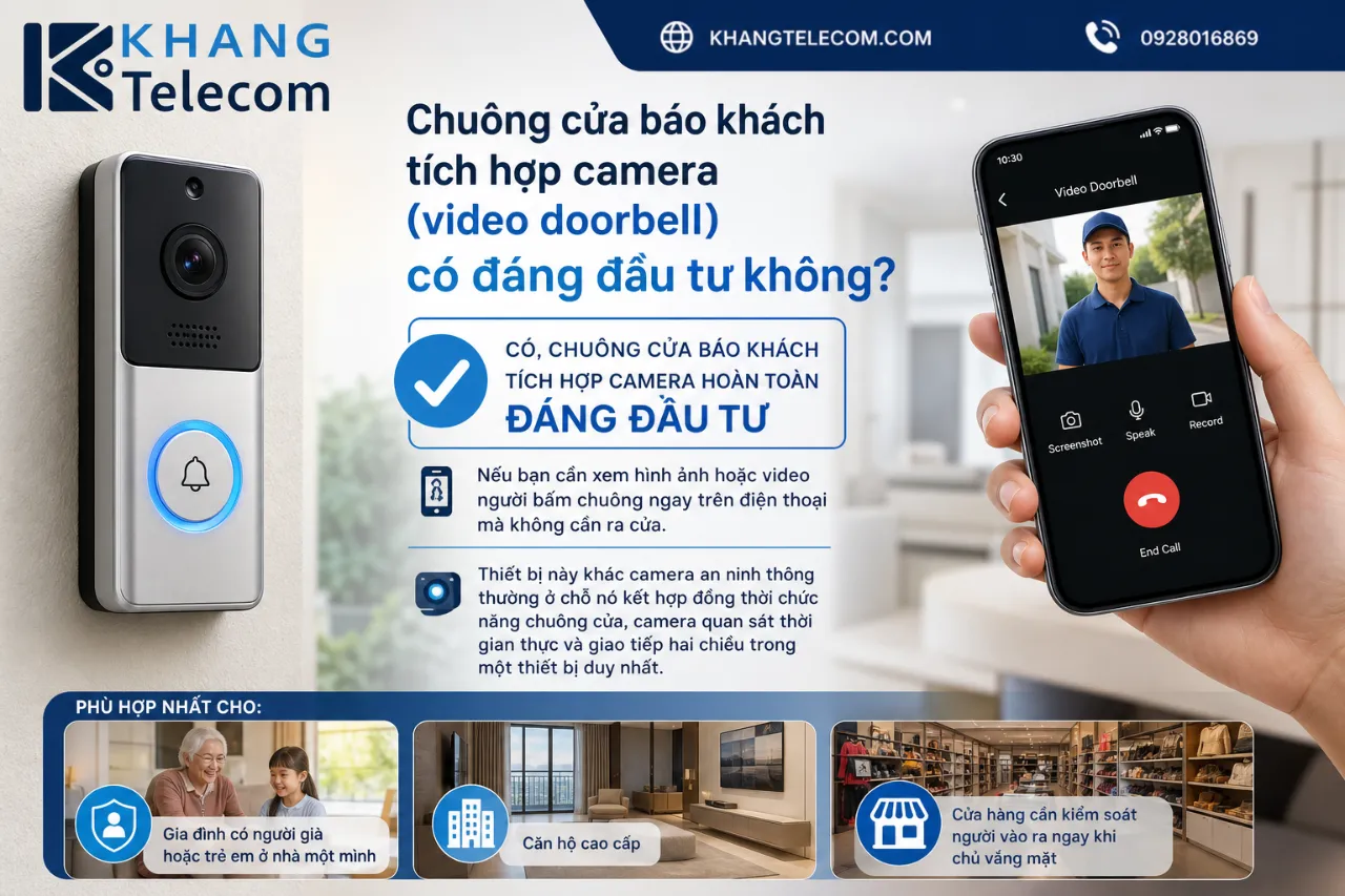 Chuông cửa báo khách tích hợp camera (video doorbell) có đáng đầu tư không?