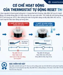 Cảm Biến Nhiệt Độ Có Dây TH-70: 70°C, NC, 250VAC