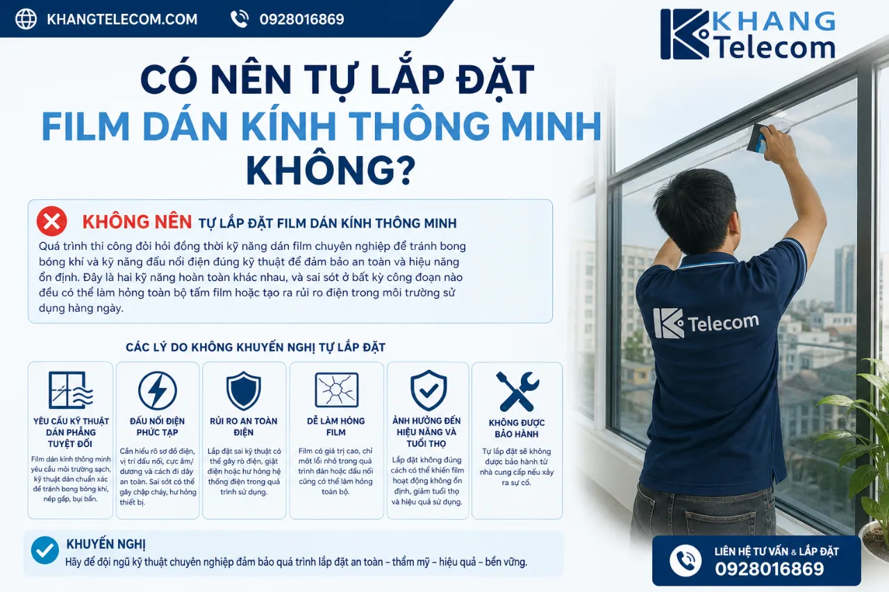 Có Nên Tự Lắp Đặt Film Dán Kính Thông Minh Không?