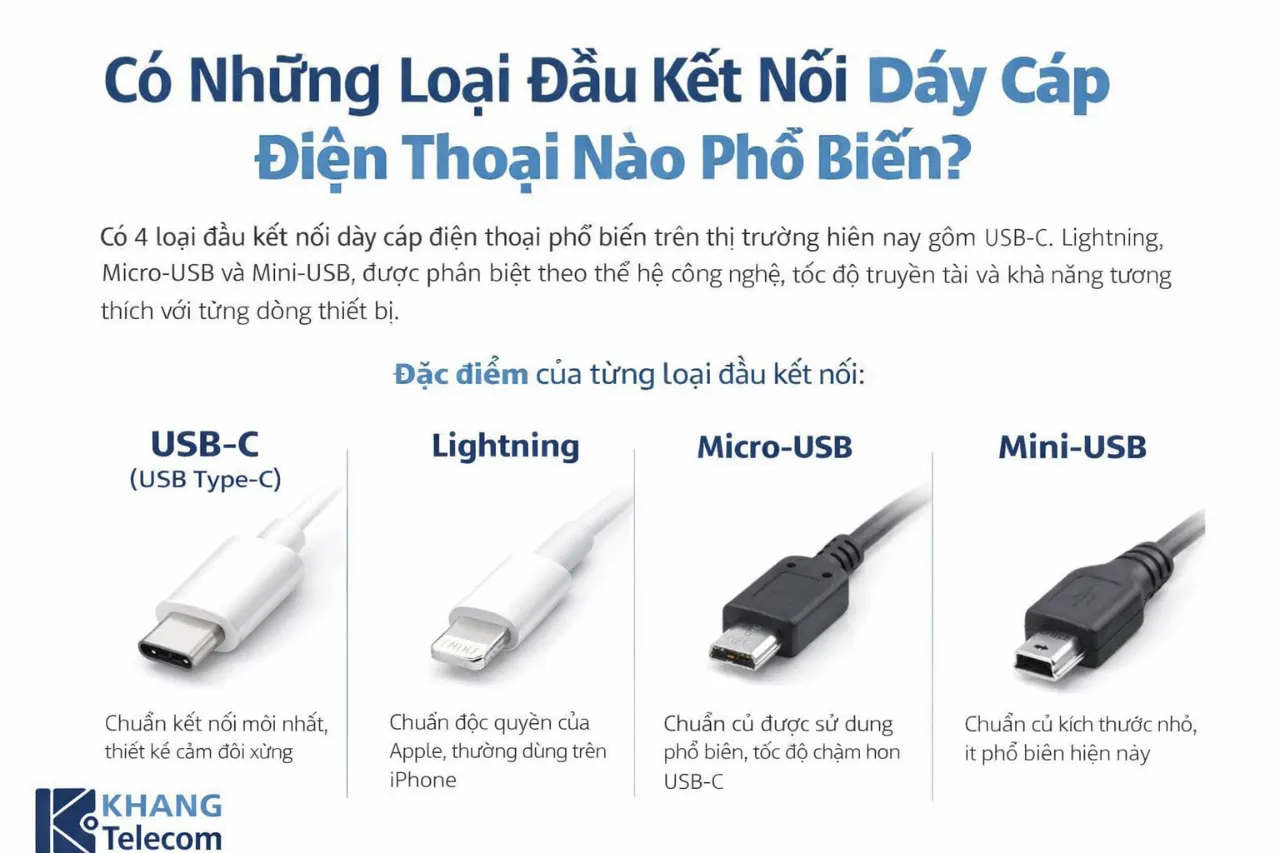 Có Những Loại Đầu Kết Nối Dây Cáp Điện Thoại Nào Phổ Biến?