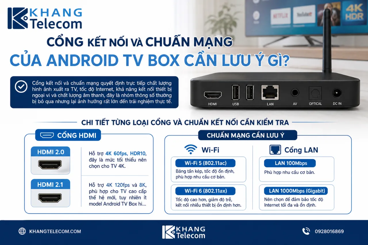 Cổng Kết Nối Và Chuẩn Mạng Của Android TV Box Cần Lưu Ý Gì?