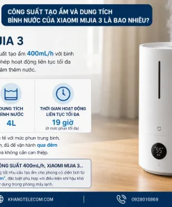 Công Suất Tạo Ẩm Và Dung Tích Bình Nước Của Xiaomi Mijia 3 Là Bao Nhiêu?