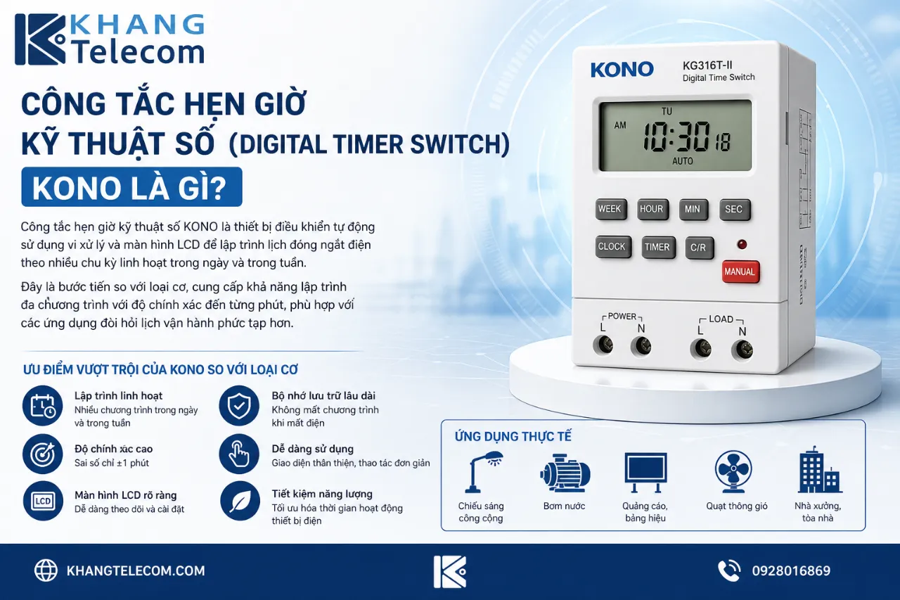 Công Tắc Hẹn Giờ Kỹ Thuật Số (Digital Timer Switch) KONO Là Gì?
