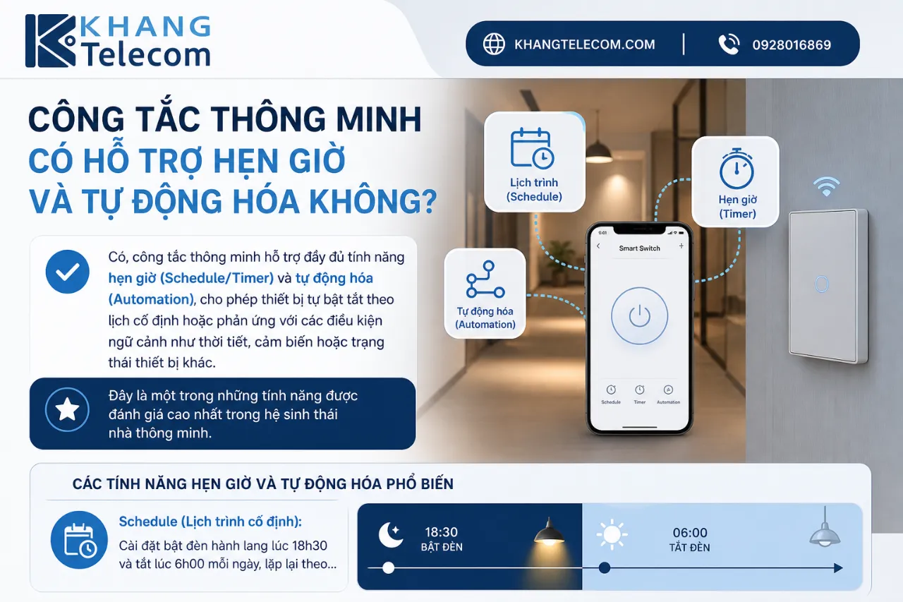 Công Tắc Thông Minh Có Hỗ Trợ Hẹn Giờ Và Tự Động Hóa Không?