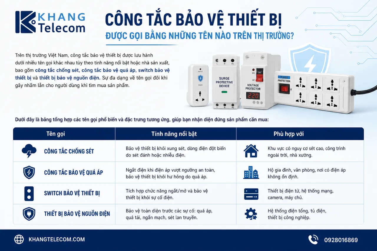 Công tắc bảo vệ thiết bị được gọi bằng những tên nào trên thị trường?