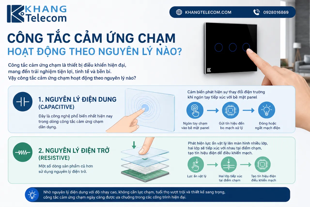 Công tắc cảm ứng chạm hoạt động theo nguyên lý nào?