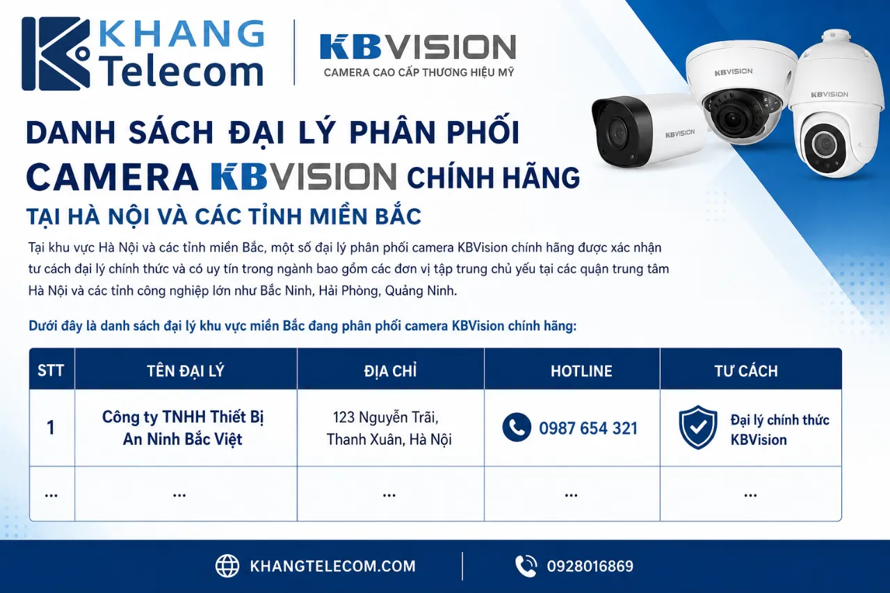 Danh Sách Đại Lý Phân Phối Camera KBVision Chính Hãng Tại Hà Nội Và Các Tỉnh Miền Bắc