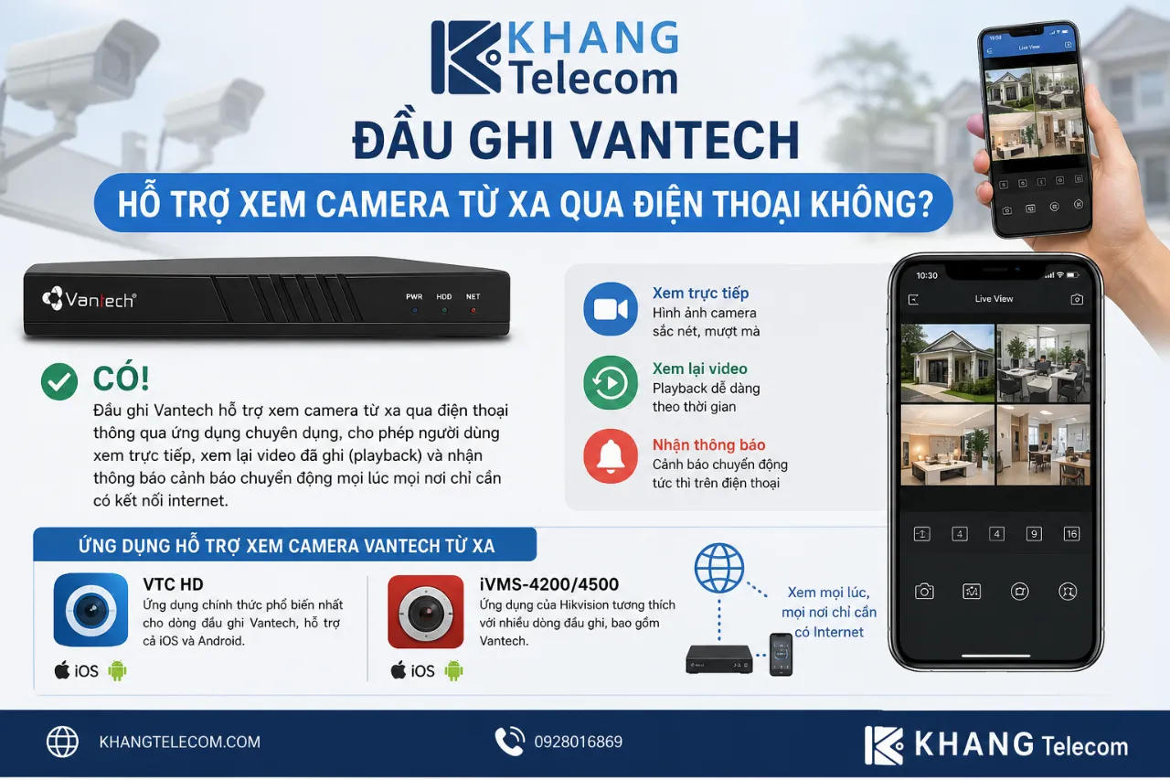 Đầu Ghi Vantech Hỗ Trợ Xem Camera Từ Xa Qua Điện Thoại Không?
