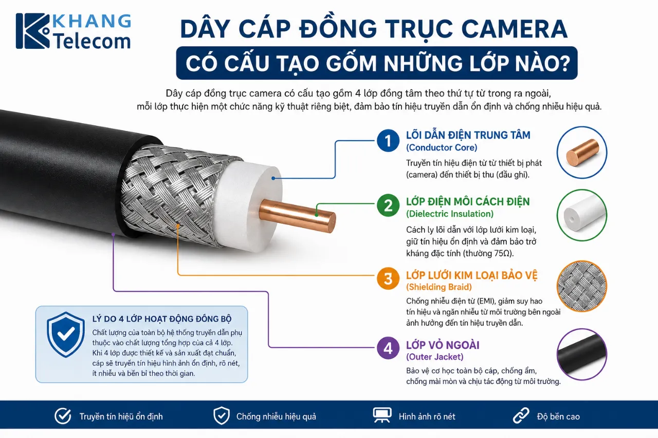 Dây Cáp Đồng Trục Camera Có Cấu Tạo Gồm Những Lớp Nào?