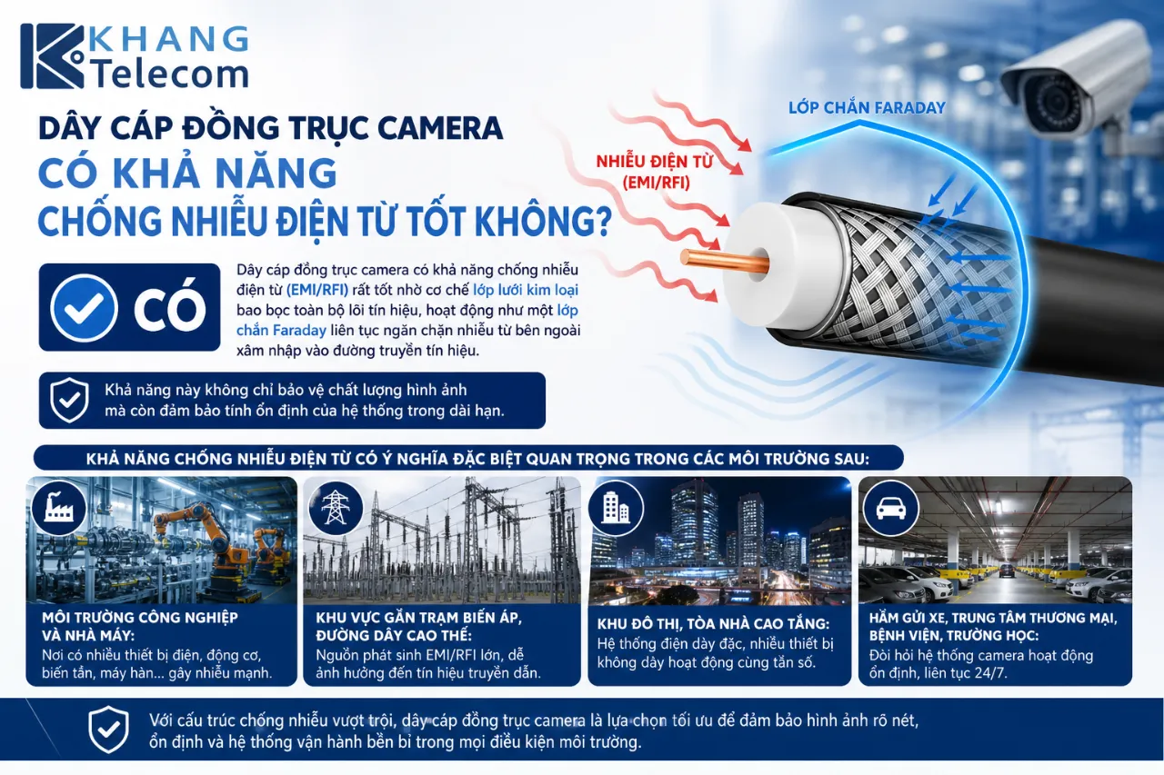 Dây Cáp Đồng Trục Camera Có Khả Năng Chống Nhiễu Điện Từ Tốt Không?