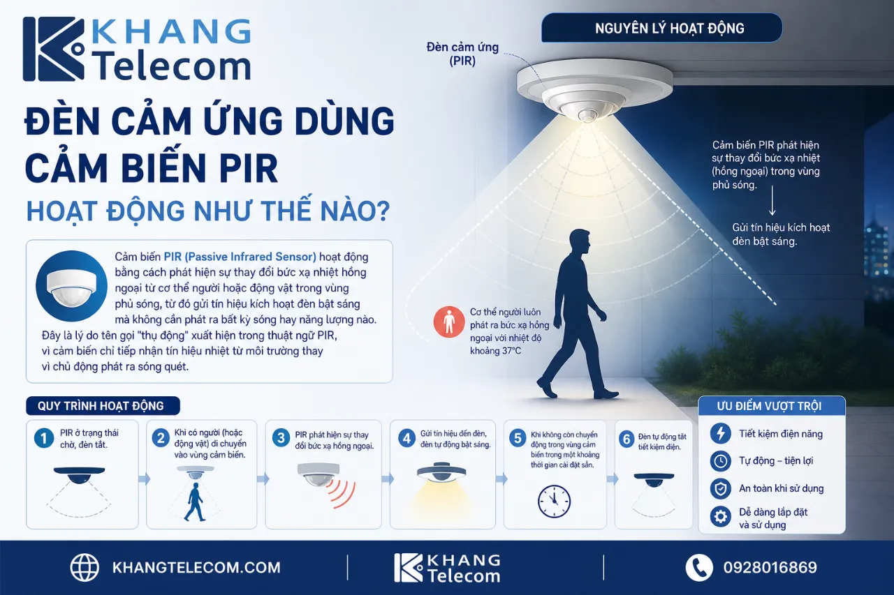 Đèn Cảm Ứng Dùng Cảm Biến PIR Hoạt Động Như Thế Nào?