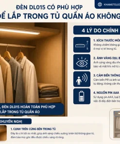 Đèn Led Cảm Biến DL015: PIR 3m, Pin AAA, Thân Nhôm