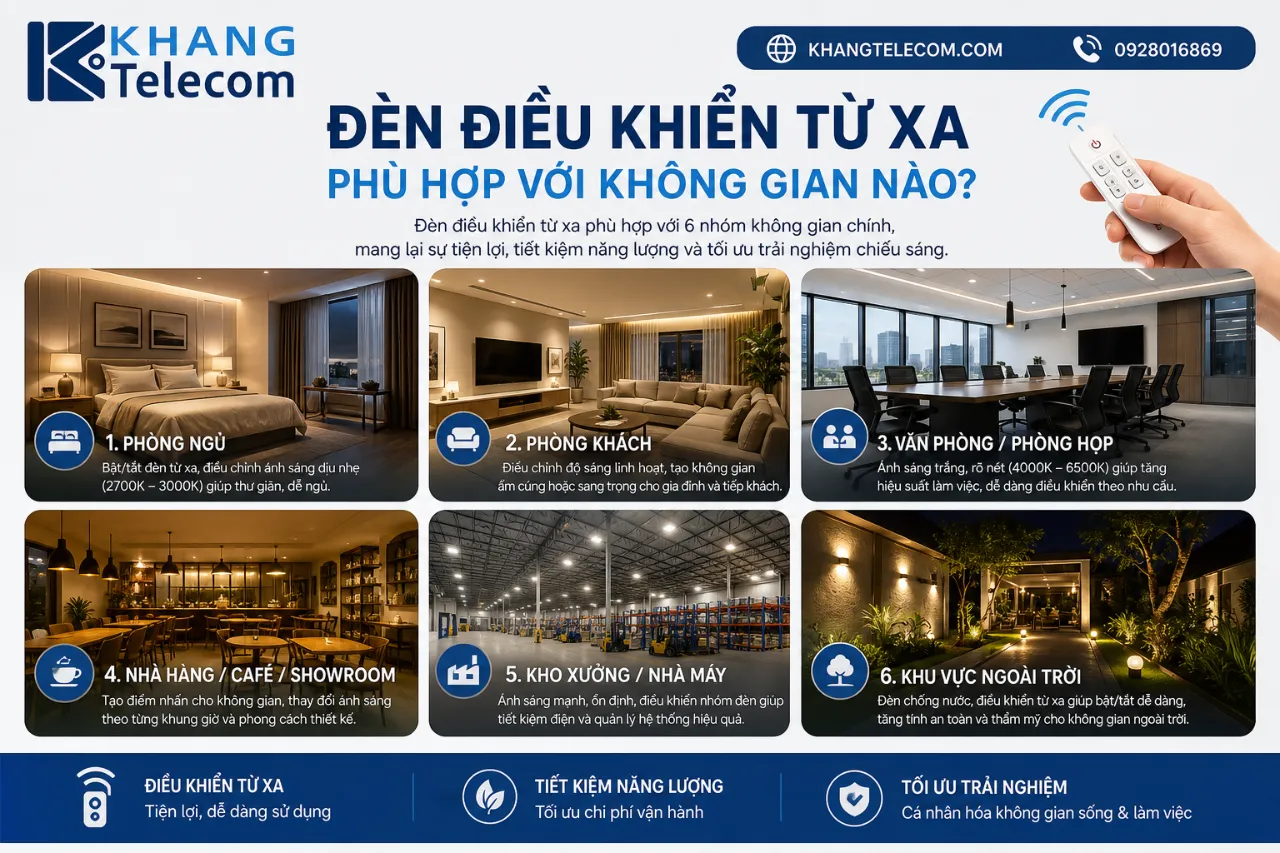 Đèn Điều Khiển Từ Xa Phù Hợp Với Không Gian Nào?