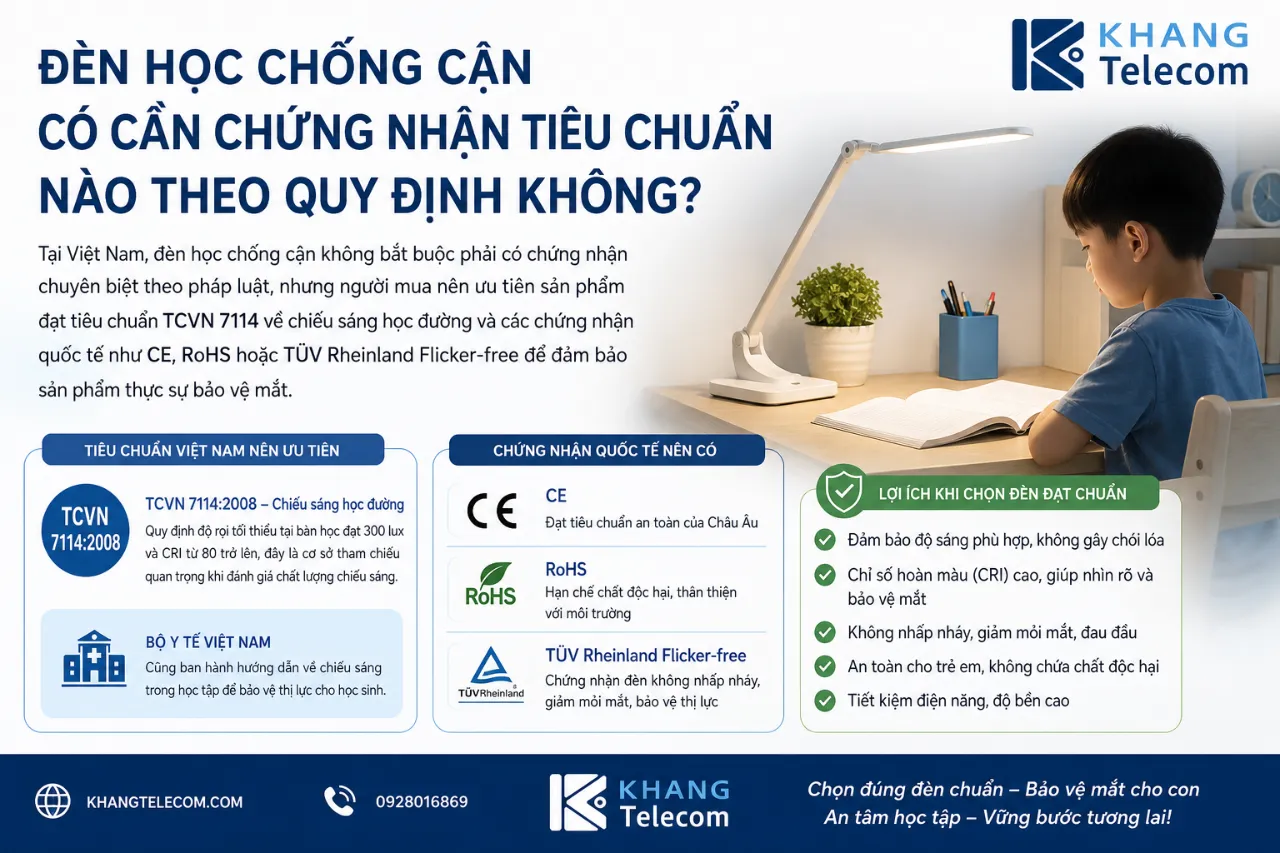 Đèn Học Chống Cận Có Cần Chứng Nhận Tiêu Chuẩn Nào Theo Quy Định Không?