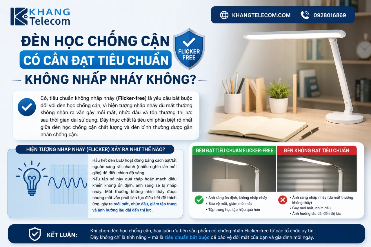 Đèn Học Chống Cận Có Cần Đạt Tiêu Chuẩn Không Nhấp Nháy Không?