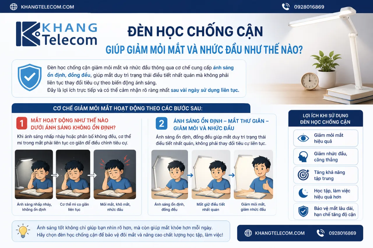Đèn Học Chống Cận Giúp Giảm Mỏi Mắt Và Nhức Đầu Như Thế Nào?