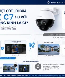 Camera 2 Ống Kính EZVIZ C7: 2K+ Kép, WiFi 6, H.265, Theo Dõi AI